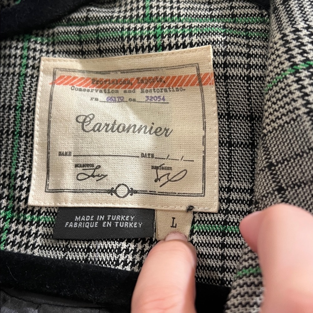Anthropologie Cartonnier Plaid Long blazer green and black size large, oversized - Picture 4 of 7